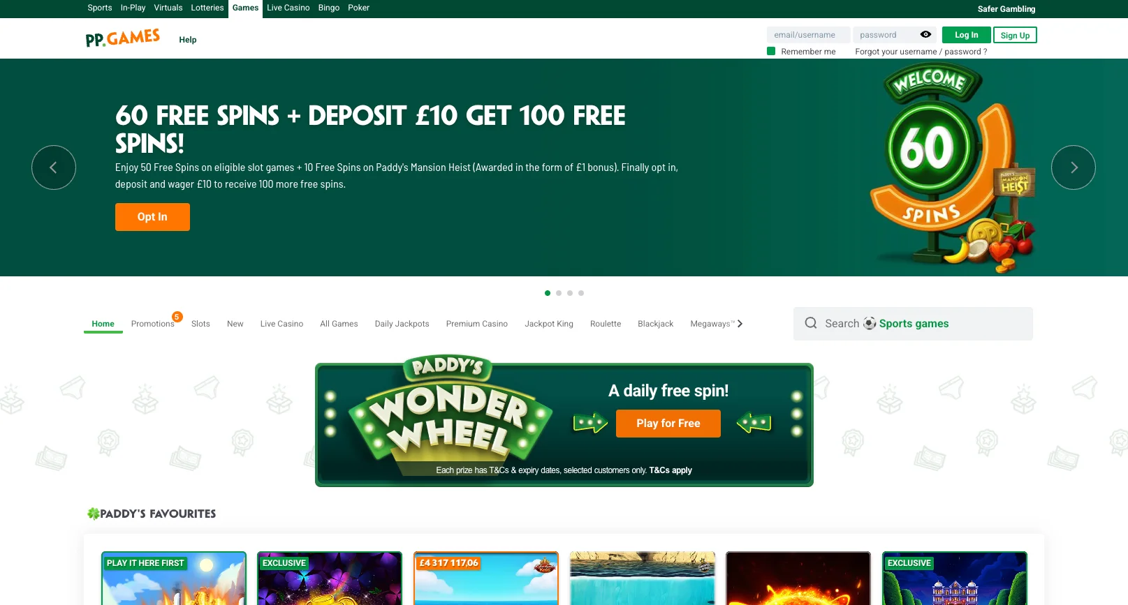 Paddy Power Casino Screenshot